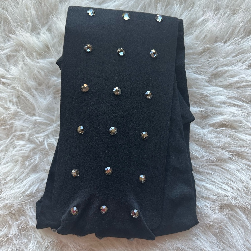 Burberry Black Mini crystal Tights with Crystal Studs hosery new without tag